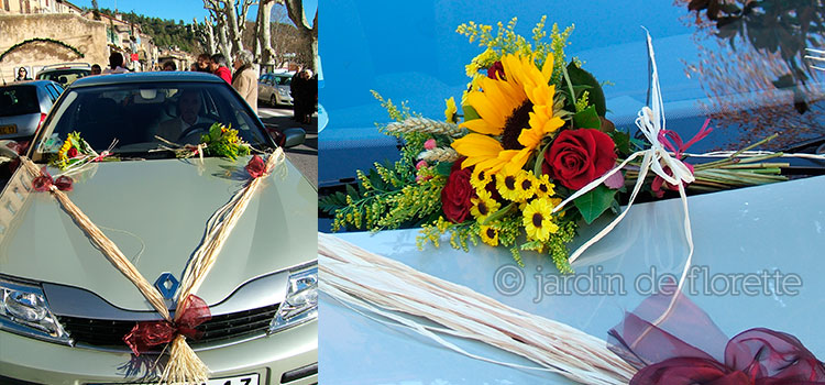 Décoration florale de voiture simple provencale